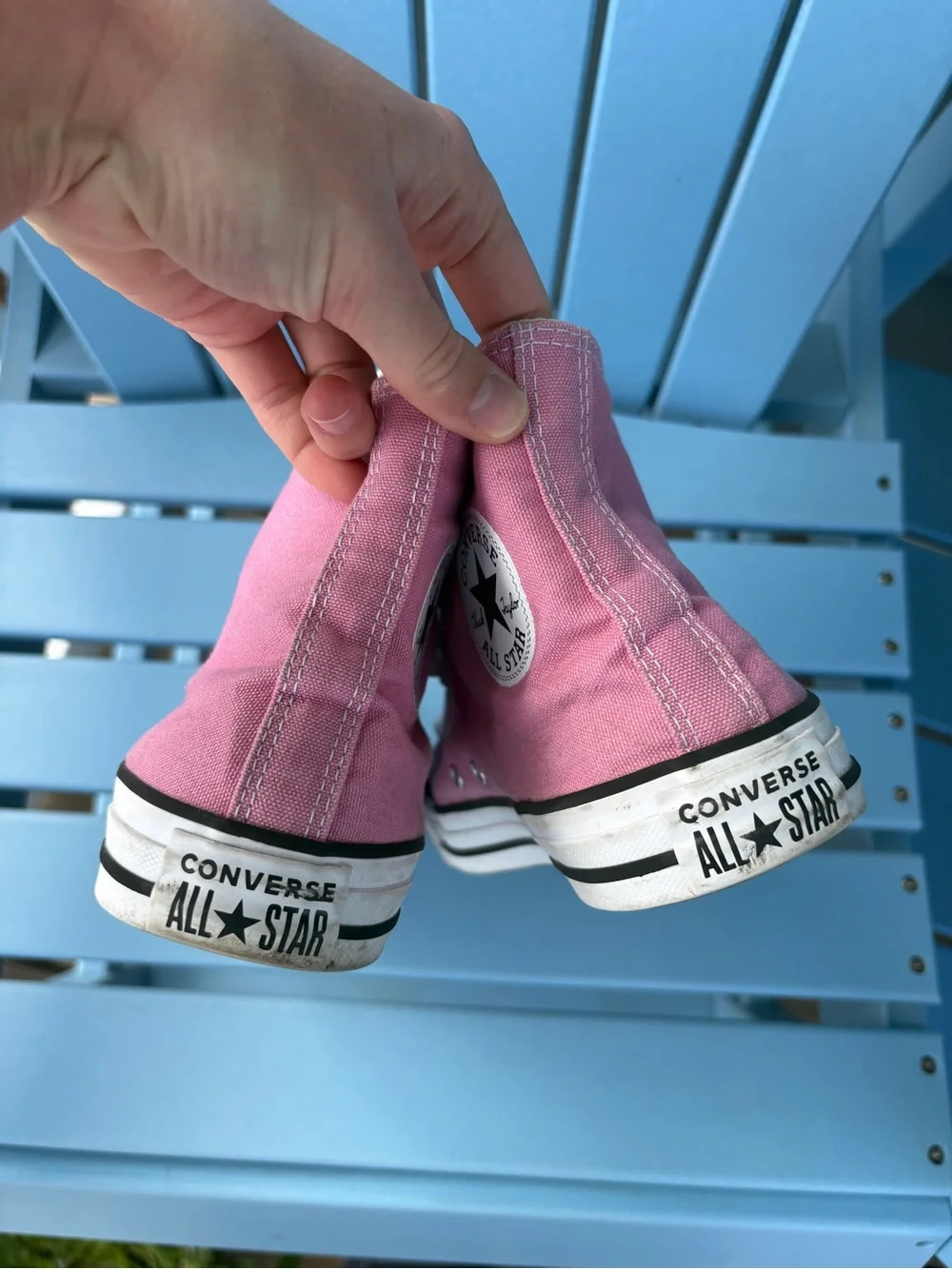 Converse Pink High-Top Canvas Sneakers with White Accents - Picture 3 of 5